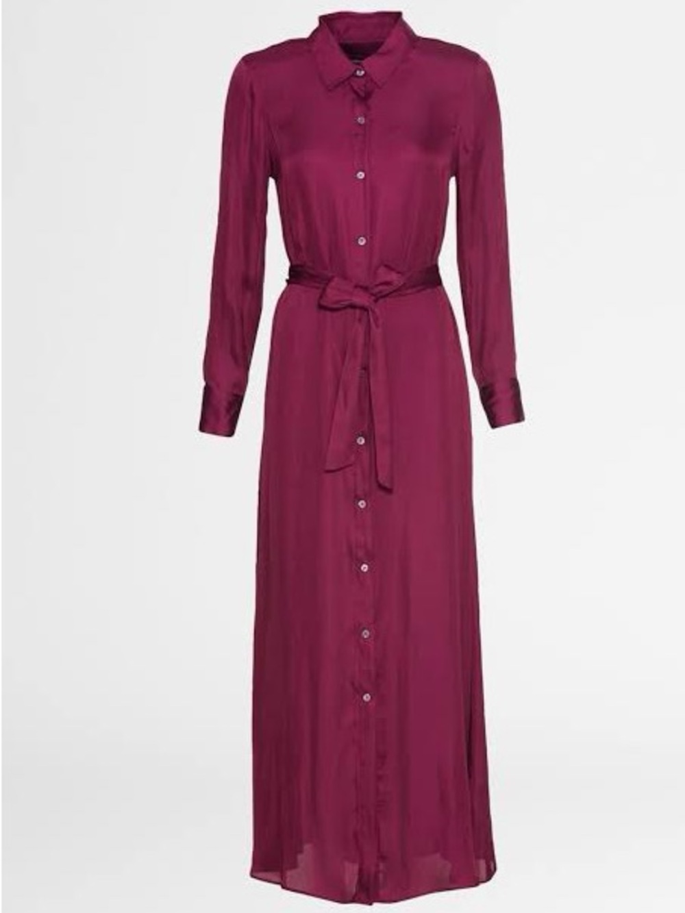 Banana Republic Plum Long-Sleeve Button-Front Maxi Dress